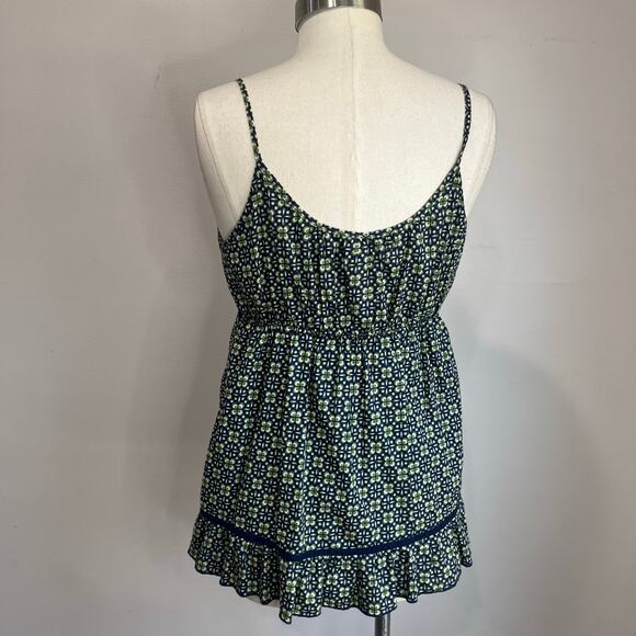 Faded Glory Y2K Blue Floral Milkmaid Tank Top Vintage Ruffle Bow Medium - Picture 3 of 7